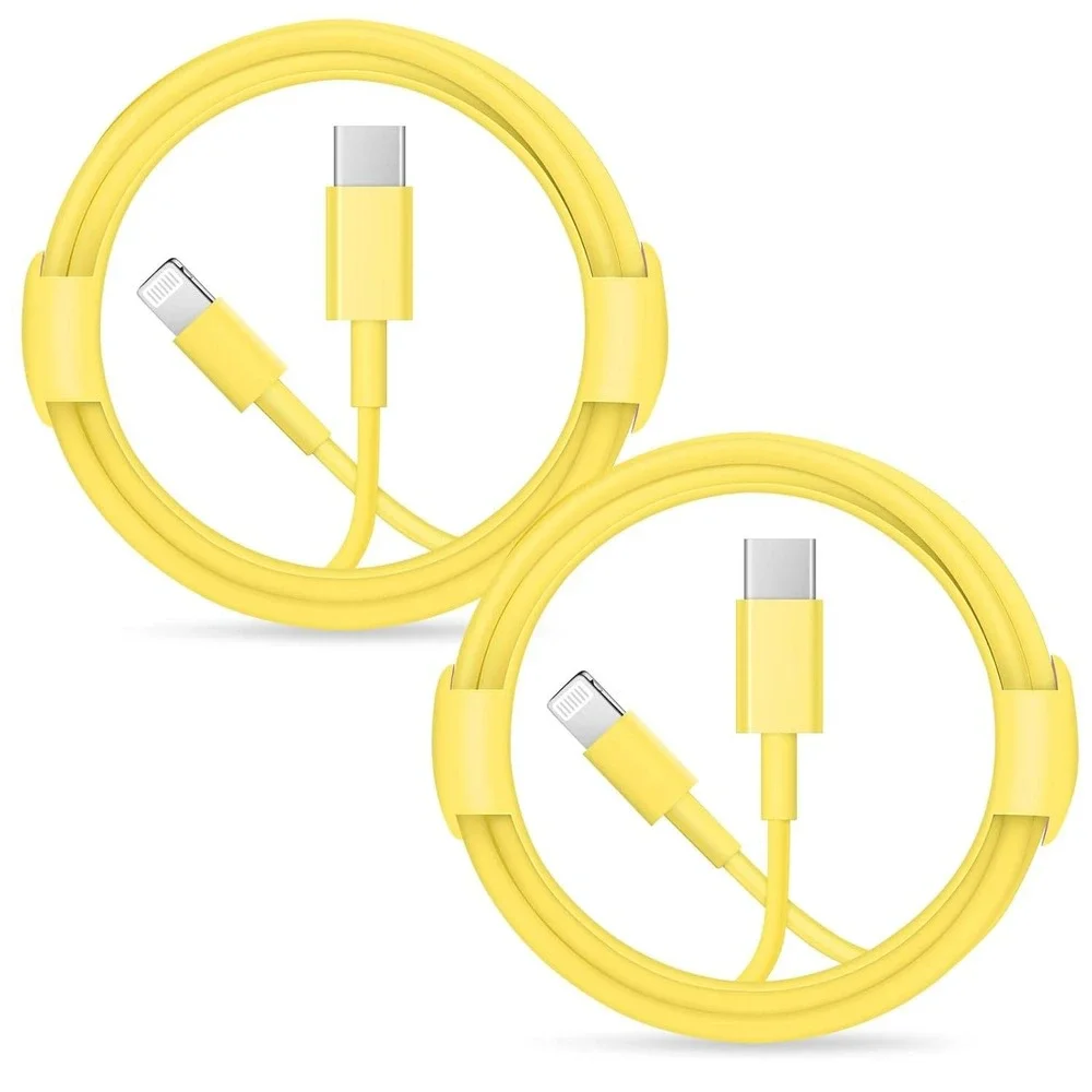2 Pack Yellow USB-C to Lightning Cable MFi Certified PD Fast Charging Data‎ Cord
